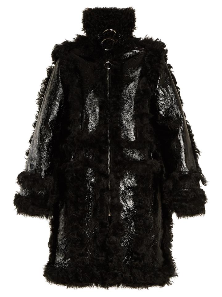 Marques'almeida Shearling-trimmed Grained Leather Coat