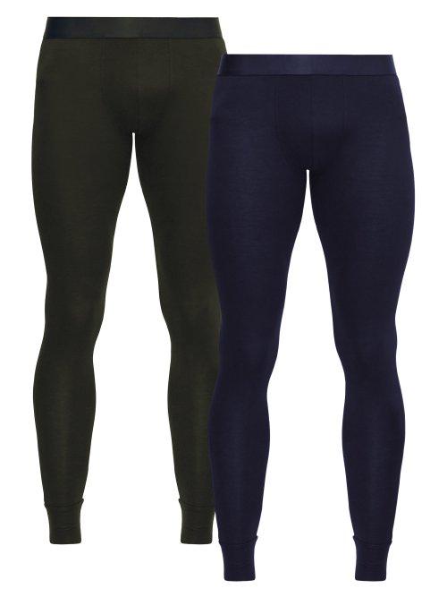 Matchesfashion.com Cdlp - Pack Of Two Stretch Jersey Thermal Leggings - Mens - Green Navy