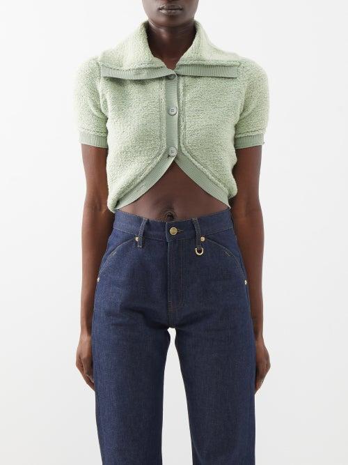 Jacquemus - Campana Chenille-knit Cropped Cardigan - Womens - Light Green