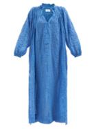Three Graces London - Pippa Crinkle Cotton-voile Dress - Womens - Mid Blue