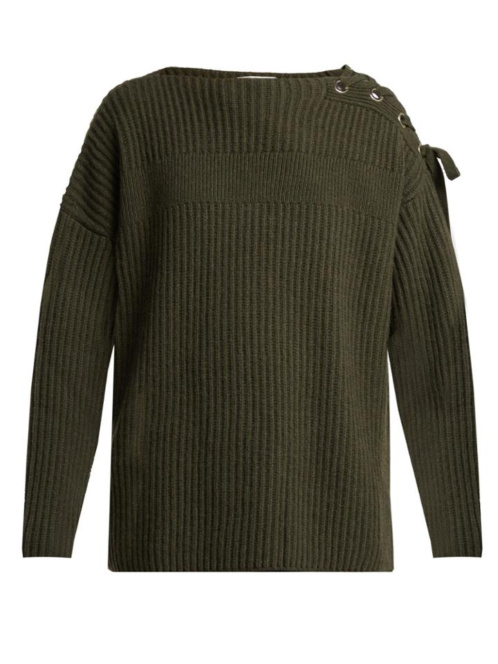 Stella Mccartney Lace-up Shoulder Cashmere-blend Sweater