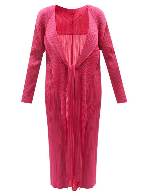 Pleats Please Issey Miyake - Technical-pleated Cardigan - Womens - Pink