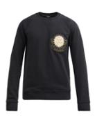 Matchesfashion.com Balmain - Beaded Lion-appliqu Cotton Sweatshirt - Mens - Black