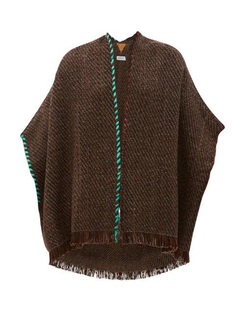 Matchesfashion.com Wehve - Antartica Fringed Merino Wool Blend Cardigan - Womens - Brown