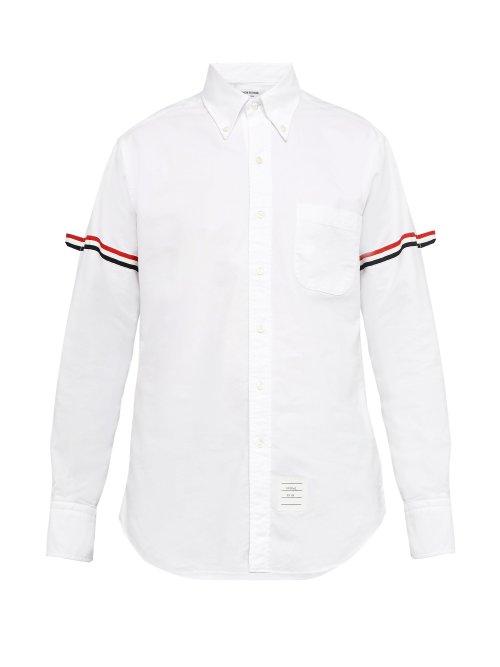 Matchesfashion.com Thom Browne - Tri Colour Band Cotton Oxford Shirt - Mens - White