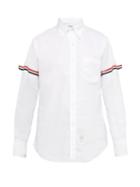 Matchesfashion.com Thom Browne - Tri Colour Band Cotton Oxford Shirt - Mens - White