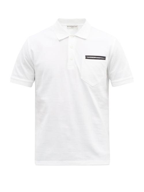 Matchesfashion.com Givenchy - Logo-tape Cotton-piqu Polo Shirt - Mens - White