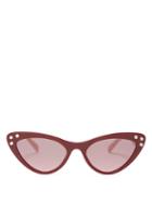 Matchesfashion.com Miu Miu - Cat Eye Acetate Sunglasses - Womens - Red Multi