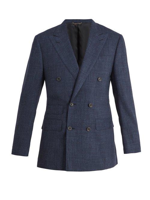 Matchesfashion.com Thom Sweeney - Peak Lapel Wool Blend Blazer - Mens - Blue