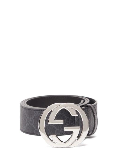 Gucci - Gg-buckle Gg Supreme-canvas Belt - Mens - Black