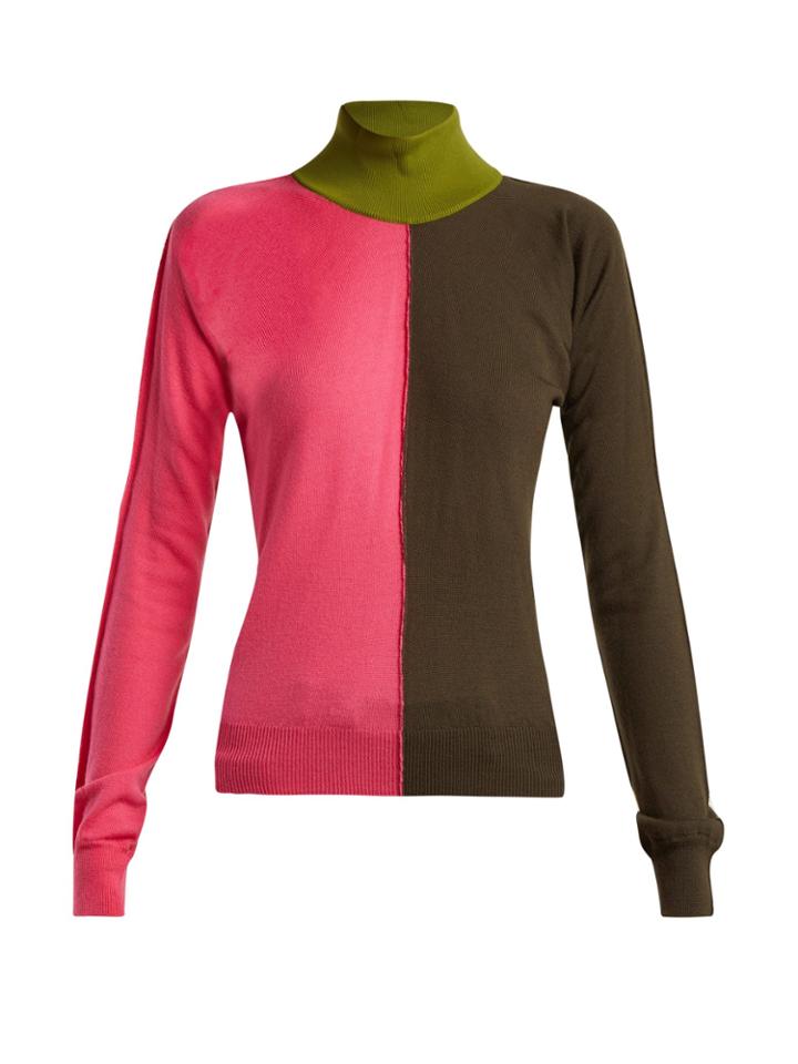 Marni Colour-block High-kneck Wool-blend Sweater