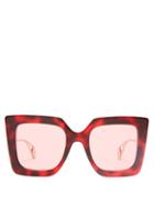 Matchesfashion.com Gucci - Oversized Square Frame Acetate Sunglasses - Womens - Red