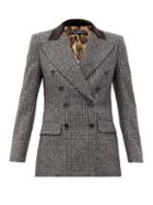 Matchesfashion.com Dolce & Gabbana - Double-breasted Velvet-collar Wool-blend Jacket - Womens - Grey Multi
