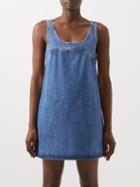 Frame - Scoop-neck Denim Mini Dress - Womens - Mid Denim