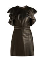 Alexander Mcqueen Studded-sleeve Leather Mini Dress