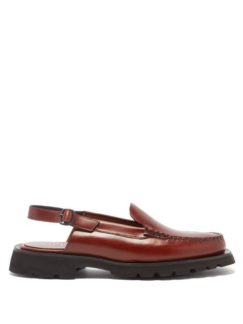Hereu - Raiguer Sport Leather Slingback Loafers - Mens - Dark Tan
