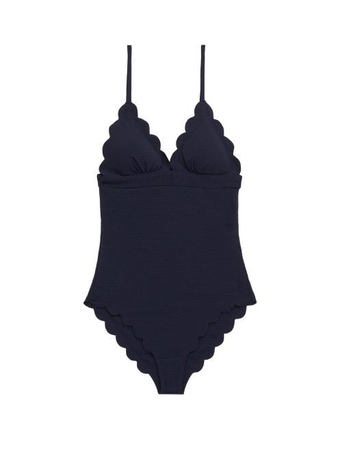 Matchesfashion.com Marysia - Santa Clara Scalloped-edge Swimsuit - Womens - Blue