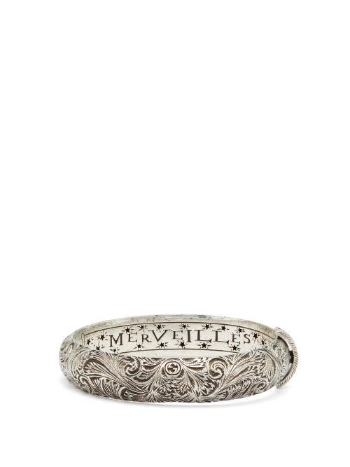Matchesfashion.com Gucci - Engraved Sterling-silver Bracelet - Mens - Silver