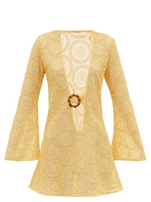 Matchesfashion.com Dodo Bar Or - Jane Cotton Crocheted-lace Mini Dress - Womens - Yellow