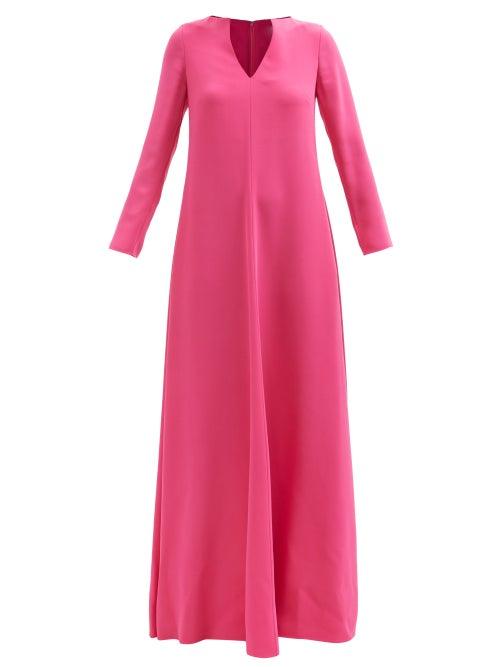 Valentino - V-neck Silk-cady Gown - Womens - Pink