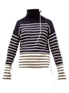 Matchesfashion.com La Fetiche - Maurice Distressed Striped Wool Sweater - Womens - Navy White