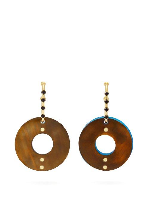 Matchesfashion.com Marni - Hoop Crystal Drop Earrings - Womens - Green