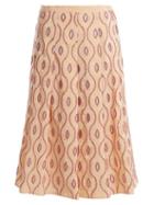 Matchesfashion.com Marni - Embroidered Eyelet A Line Midi Skirt - Womens - Pink Multi