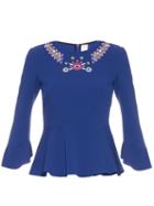 Peter Pilotto Geometric-embroidered Fluted-hem Top