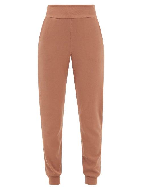 Commando - High-rise Ribbed-jersey Track Pants - Womens - Brown