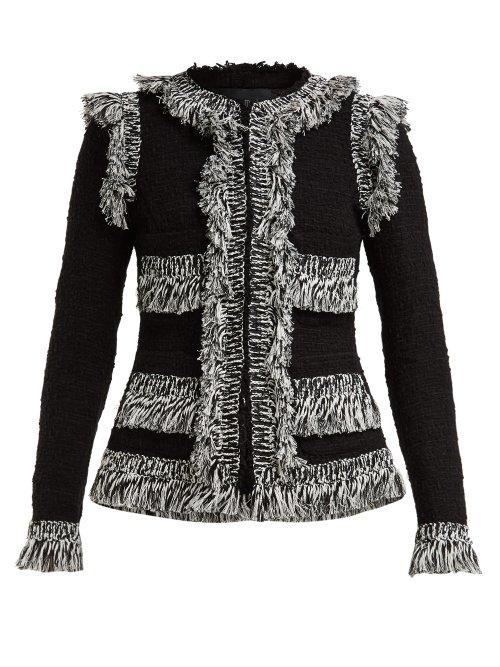 Matchesfashion.com Giambattista Valli - Single Breasted Cotton Blend Tweed Jacket - Womens - Black Multi