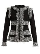 Matchesfashion.com Giambattista Valli - Single Breasted Cotton Blend Tweed Jacket - Womens - Black Multi