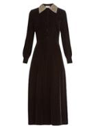 Saint Laurent Embellished-collar Velvet Midi Dress