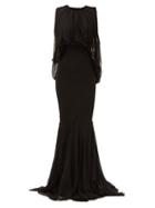 Rick Owens - Cape-back Silk-georgette Fishtail Gown - Womens - Black