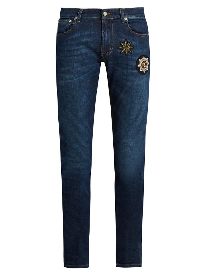 Alexander Mcqueen Badge-appliqu Skinny Jeans
