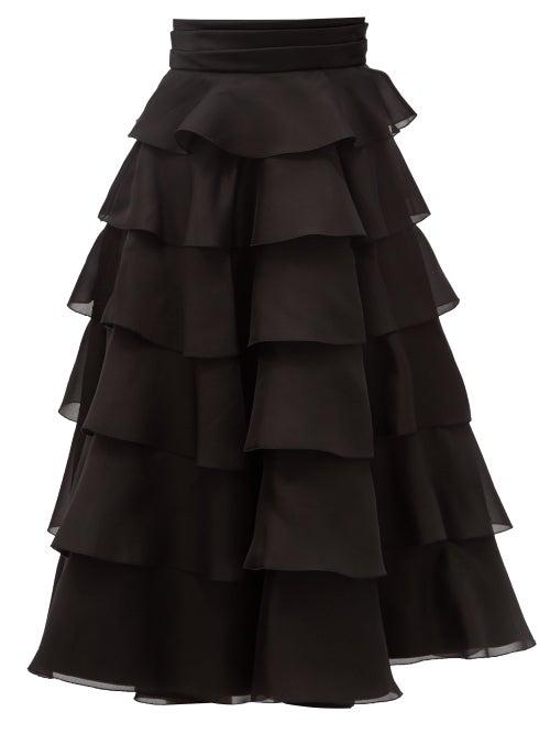 Matchesfashion.com Alexandre Vauthier - Tiered Silk-organza Skirt - Womens - Black