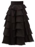 Matchesfashion.com Alexandre Vauthier - Tiered Silk-organza Skirt - Womens - Black
