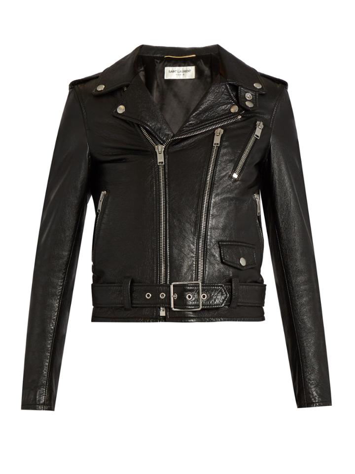 Saint Laurent Blood Luster Cropped Leather Jacket