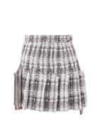 Matchesfashion.com Thom Browne - Pleated Tweed Mini Skirt - Womens - Grey