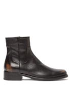 Matchesfashion.com Raf Simons - Distressed Square Toe Leather Boots - Mens - Black