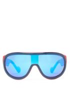 Matchesfashion.com Moncler - Flat Top Mirrored Lens Ski Sunglasses - Womens - Red Multi