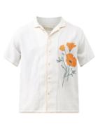 Harago - Poppy Cross-stitched Cotton-aida Shirt - Mens - White Multi