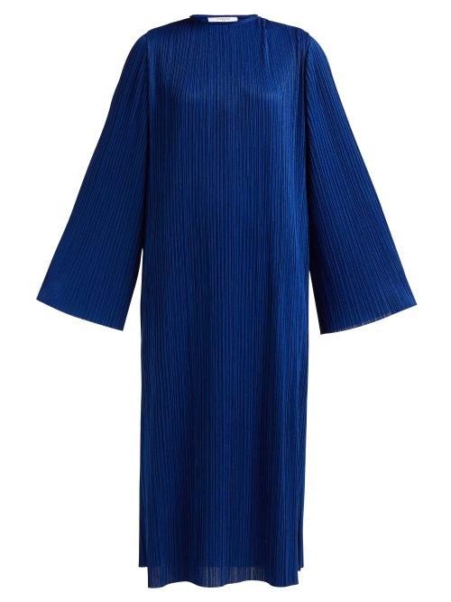 Matchesfashion.com Givenchy - Micro Pleated Midi Dress - Womens - Dark Blue