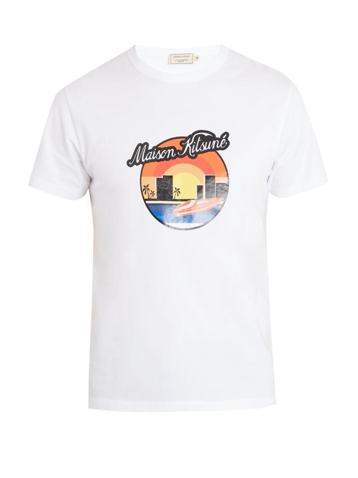 Maison Kitsuné Sunset-print Cotton-jersey T-shirt