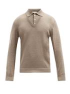 Matchesfashion.com Lemaire - Layered-effect V-neck Wool-blend Polo Sweater - Mens - Beige