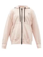 Matchesfashion.com Adidas By Stella Mccartney - Zipped Logo-print Cotton Hooded Sweatshirt - Womens - Light Pink