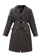Matchesfashion.com Junya Watanabe - Vinyl-strap Patch-pocket Wool-tweed Coat - Womens - Black White