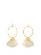 Matchesfashion.com Elise Tsikis - Natura Silk Flower Gold Plated Hoop Earrings - Womens - White