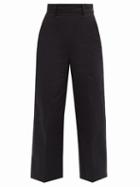 Matchesfashion.com Msgm - High-rise Cropped Cotton-twill Trousers - Womens - Black