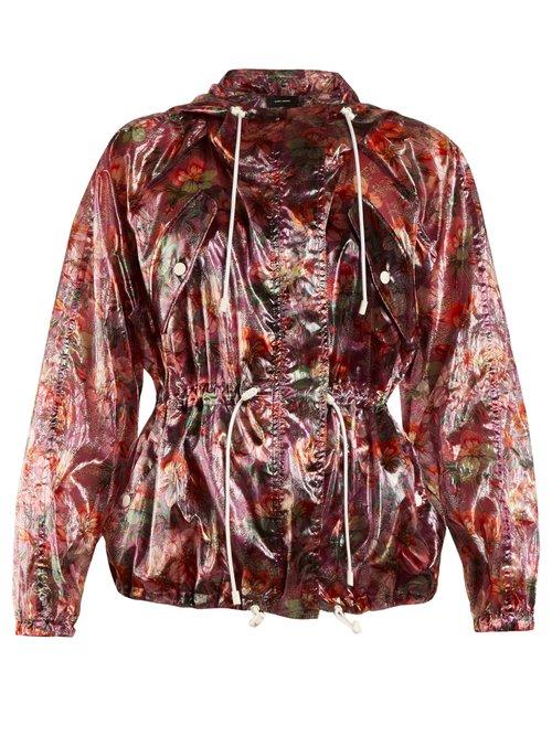 Matchesfashion.com Isabel Marant - Olaz Floral Print Hooded Jacket - Womens - Purple Multi