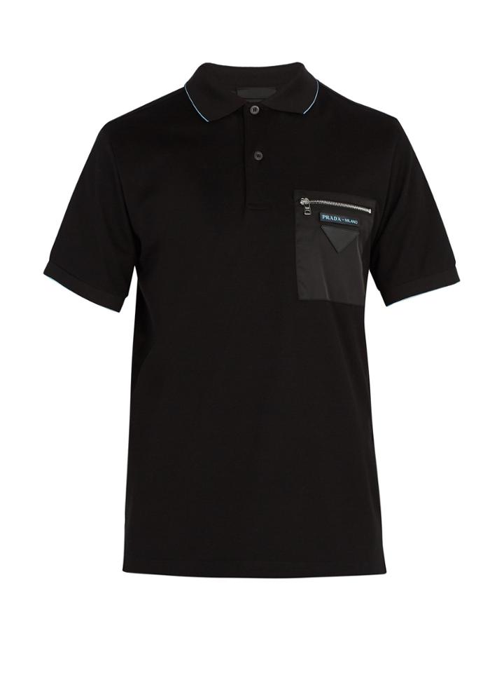 Prada Contrast-pocket Cotton-piqu Polo Shirt